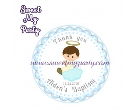 Boy Baptism stickers,Boy Christening thank you tags,(7)